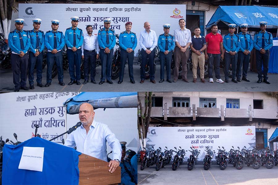 गोल्छा ग्रुपद्वारा ट्राफिक प्रहरी कार्यालय बग्गीखानालाई २० थान मोटरसाइकल हस्तान्तरण